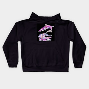 shark and alligator ecopop art tiburon and cocodrilo Kids Hoodie